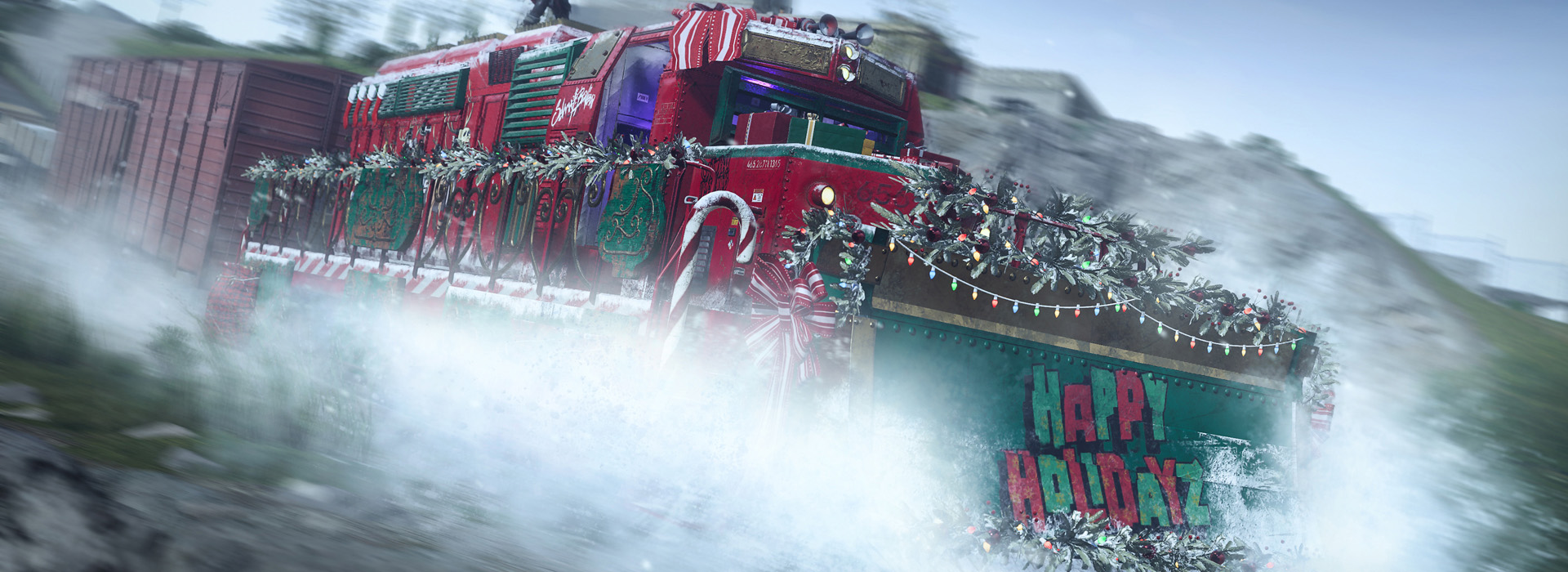 The Holiday train barreling down the tracks.