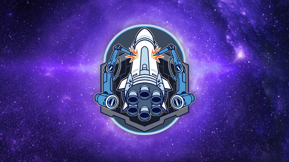Animated emblem of a rocket ship