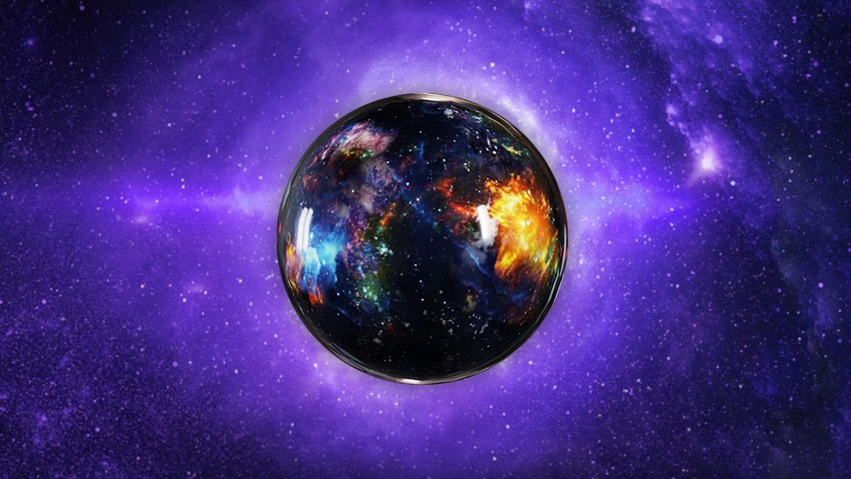 Weapon charm of a universe in an orb